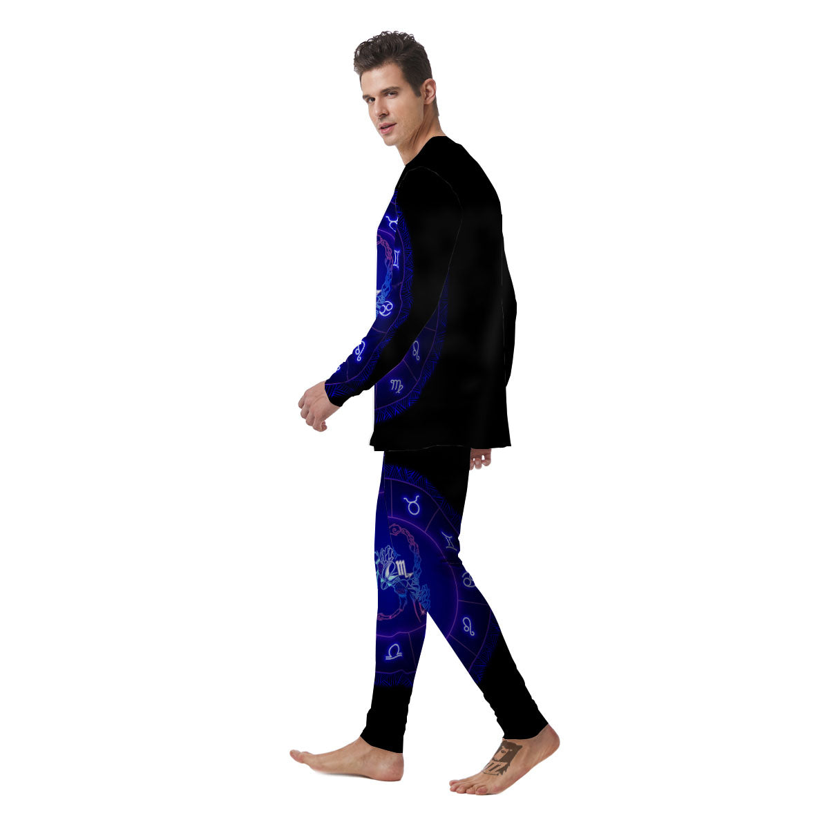 Zodiac Sign Dark Scorpio Print Men's Pajamas-grizzshop