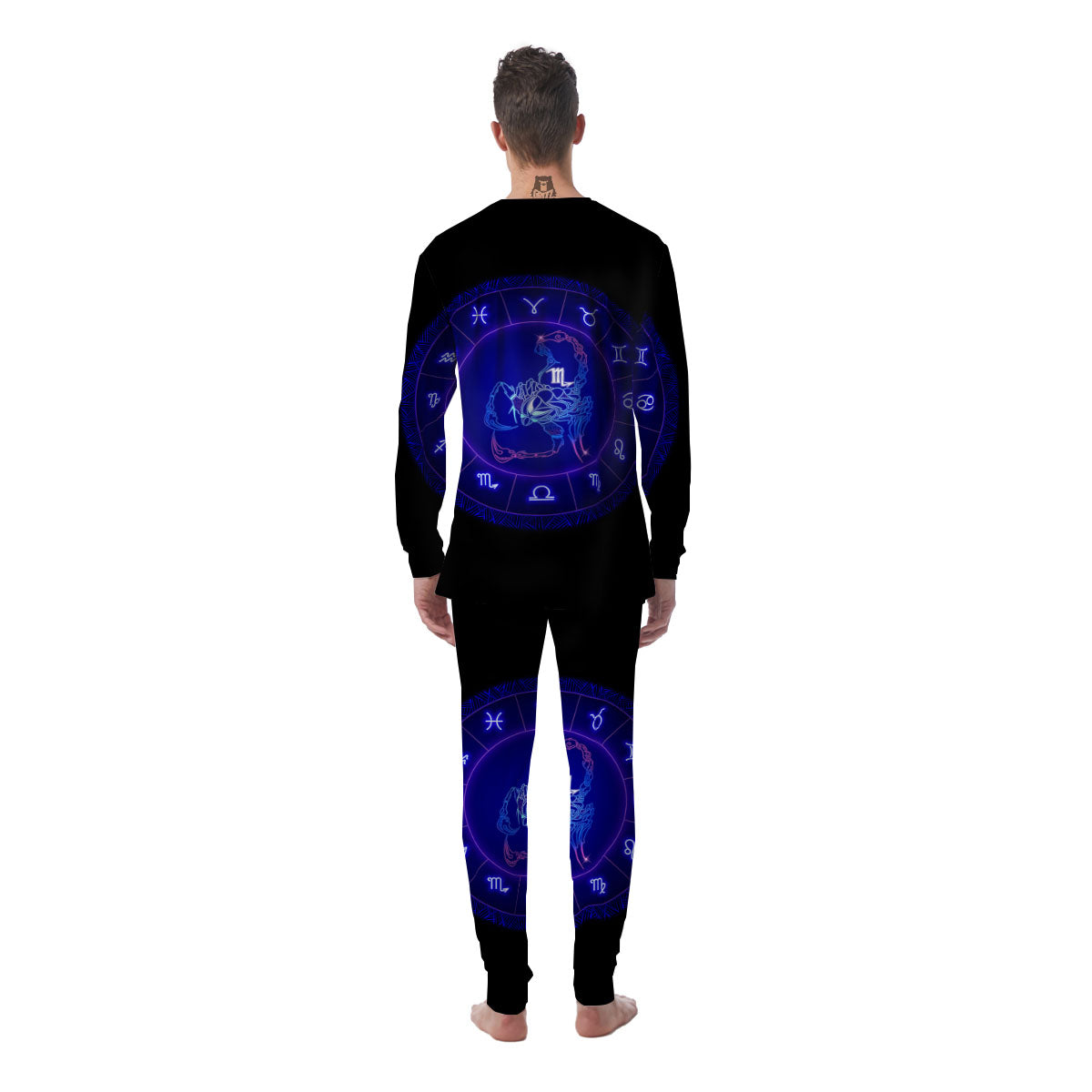 Zodiac Sign Dark Scorpio Print Men's Pajamas-grizzshop