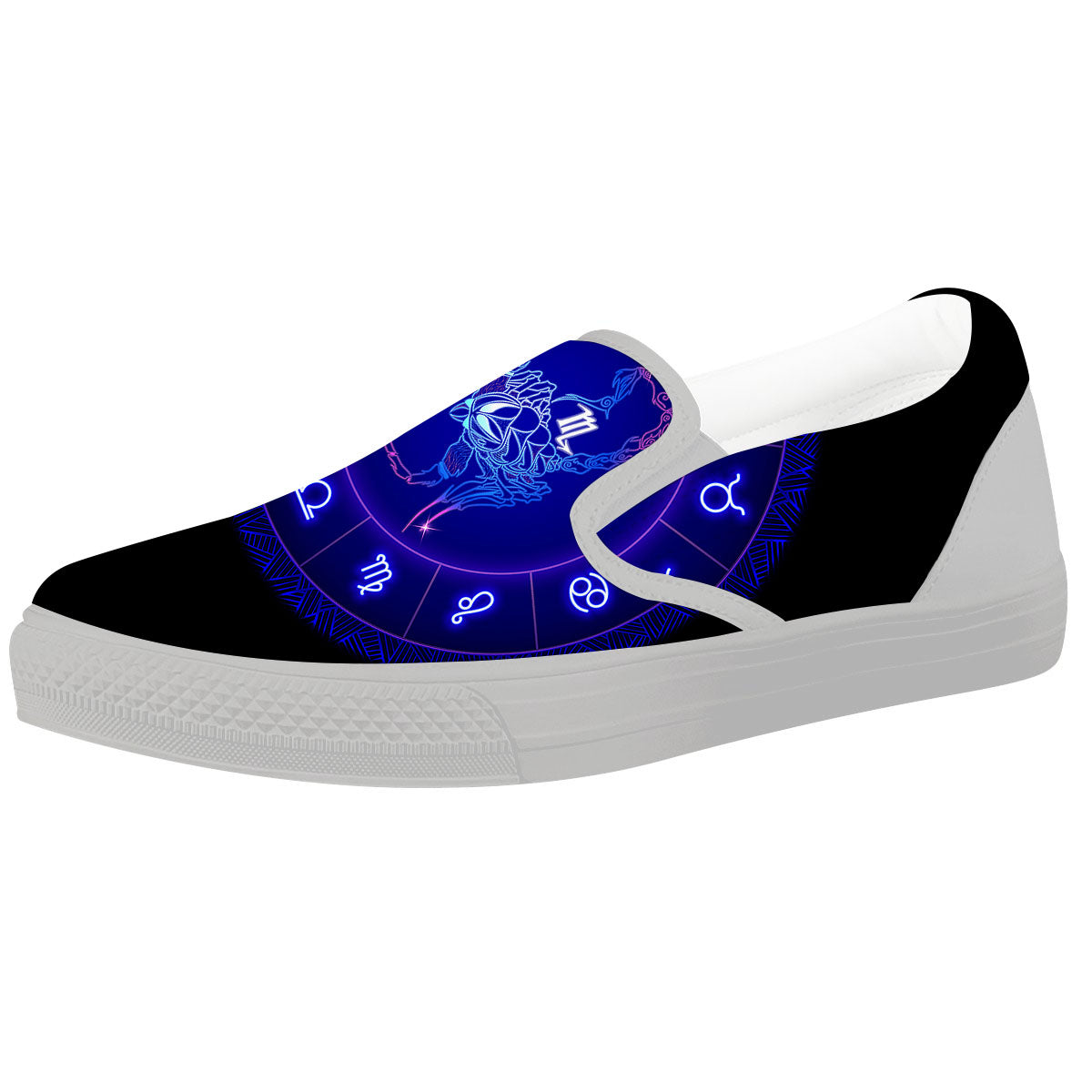 Zodiac Sign Dark Scorpio Print White Slip On Shoes-grizzshop