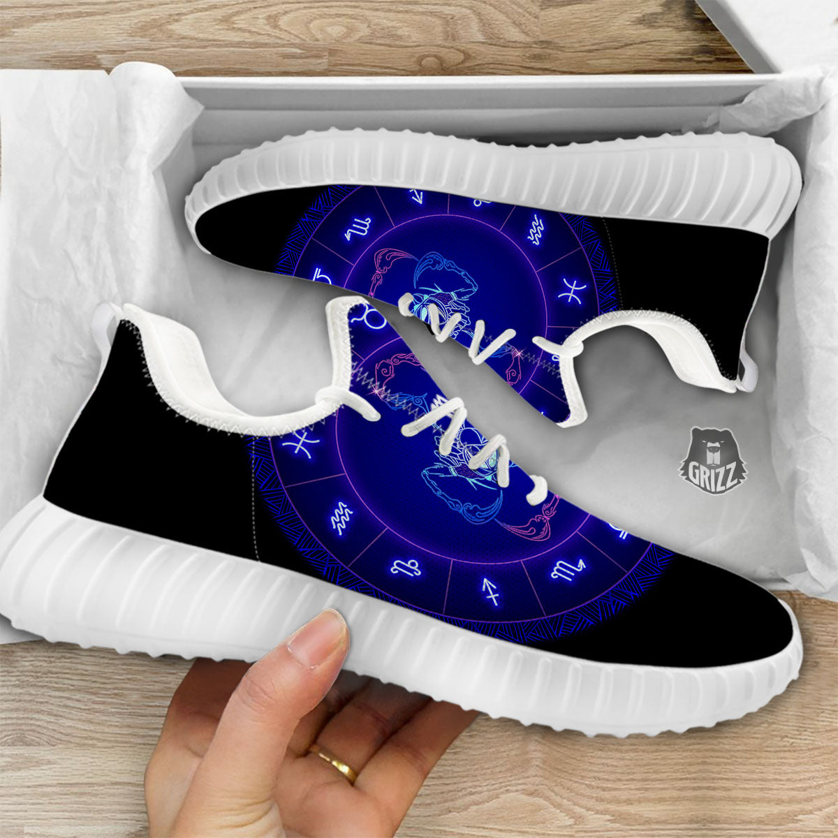 Zodiac Sign Dark Scorpio Print White Walking Shoes-grizzshop