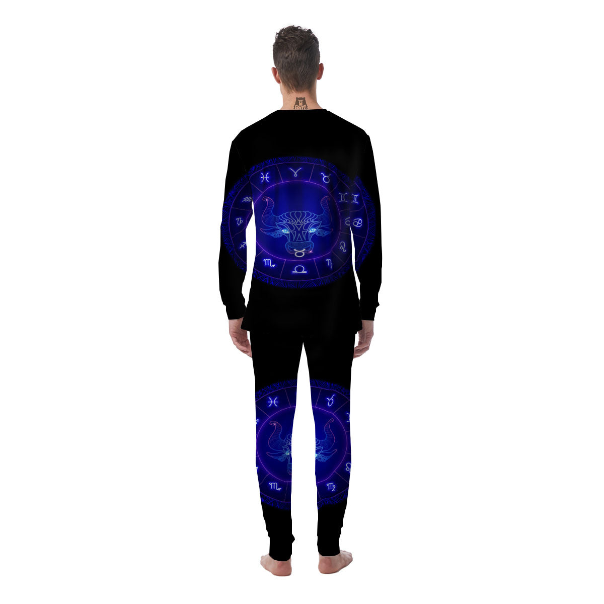 Zodiac Sign Dark Taurus Print Men's Pajamas-grizzshop