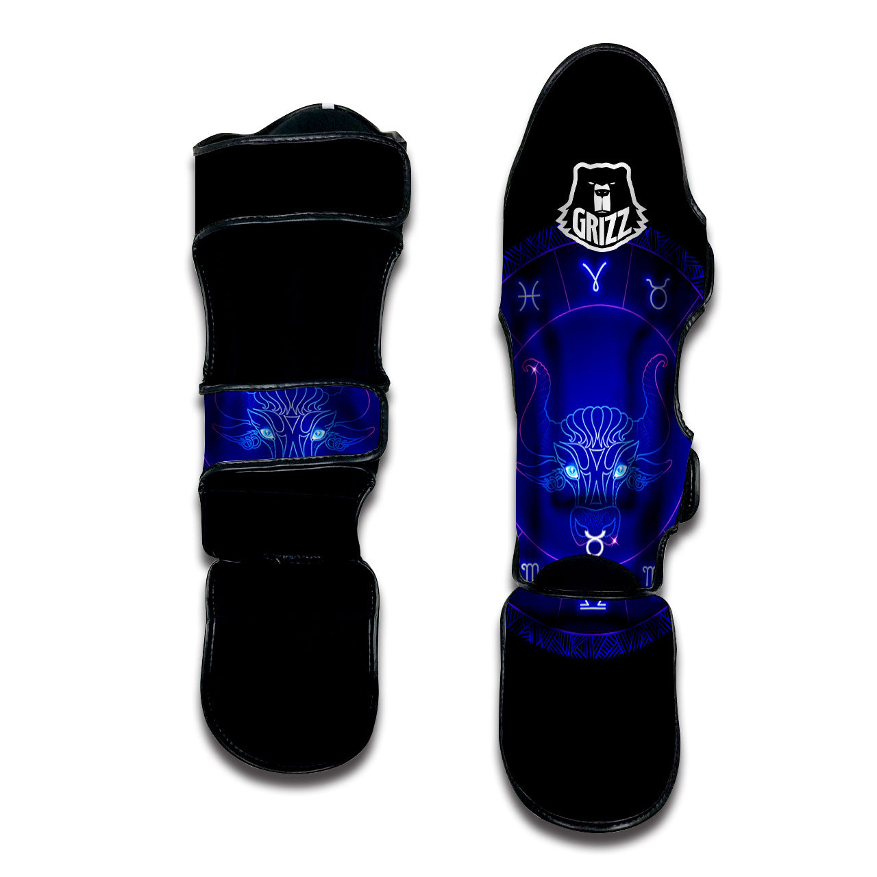 Zodiac Sign Dark Taurus Print Muay Thai Shin Guards-grizzshop