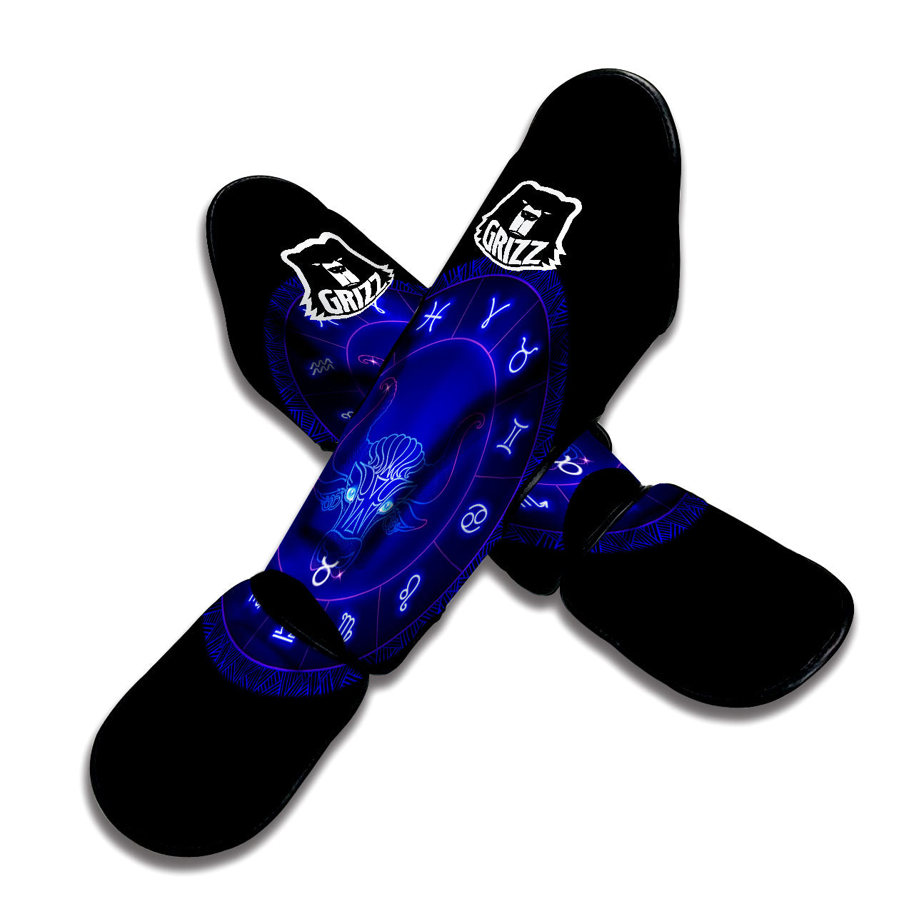 Zodiac Sign Dark Taurus Print Muay Thai Shin Guards-grizzshop
