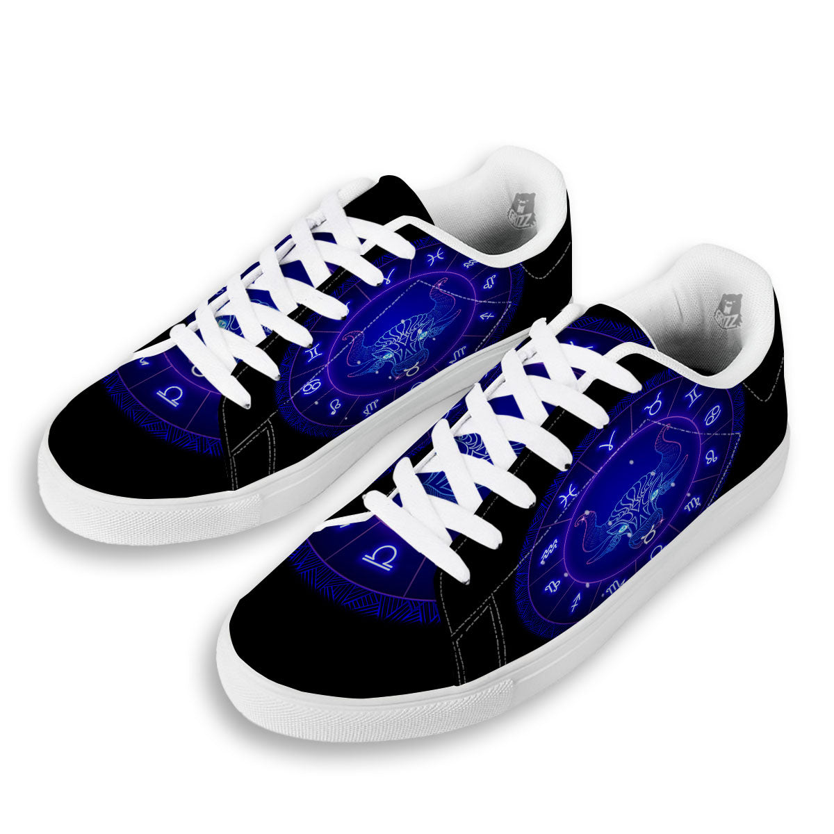 Zodiac Sign Dark Taurus Print White Low Top Sneakers-grizzshop
