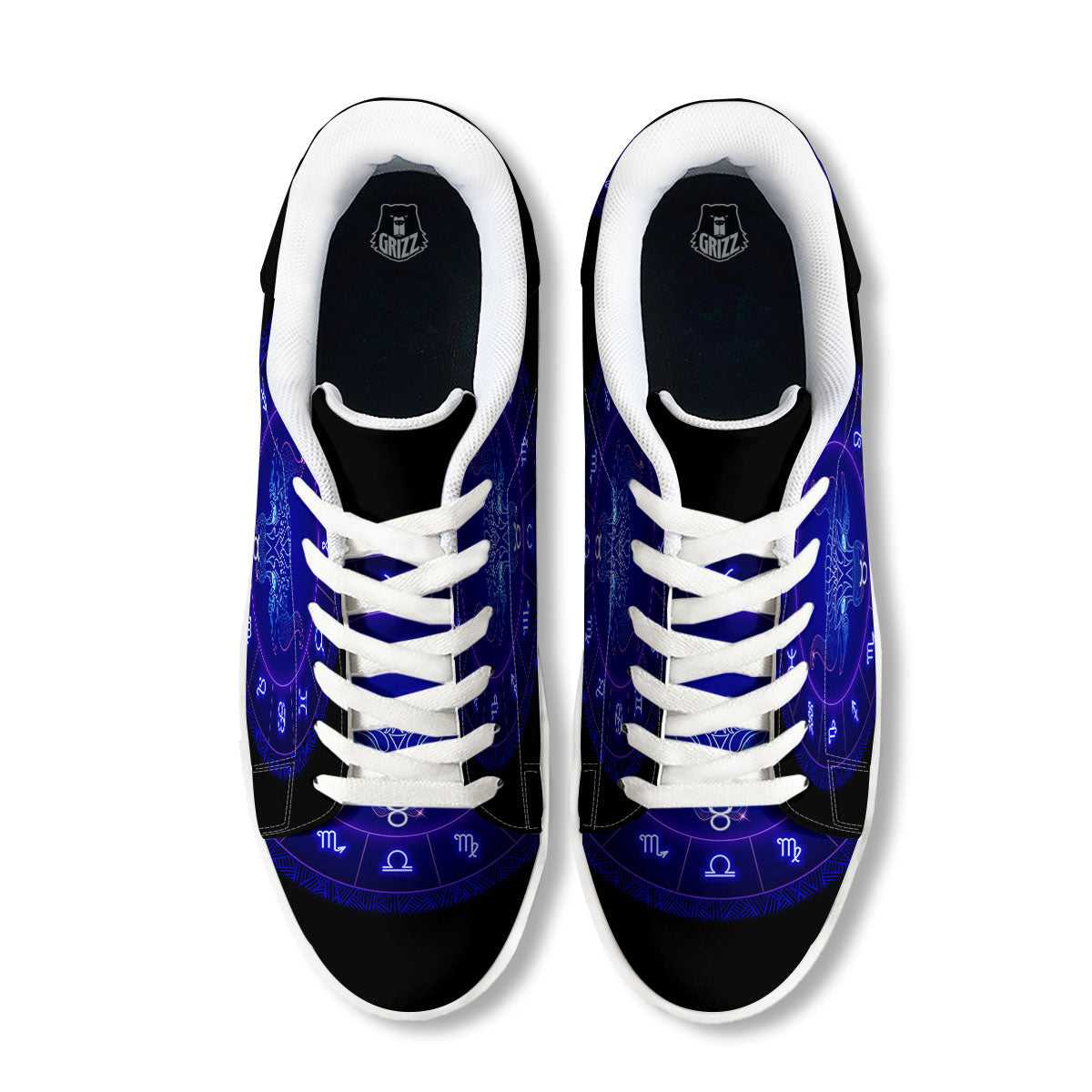 Zodiac Sign Dark Taurus Print White Low Top Sneakers-grizzshop