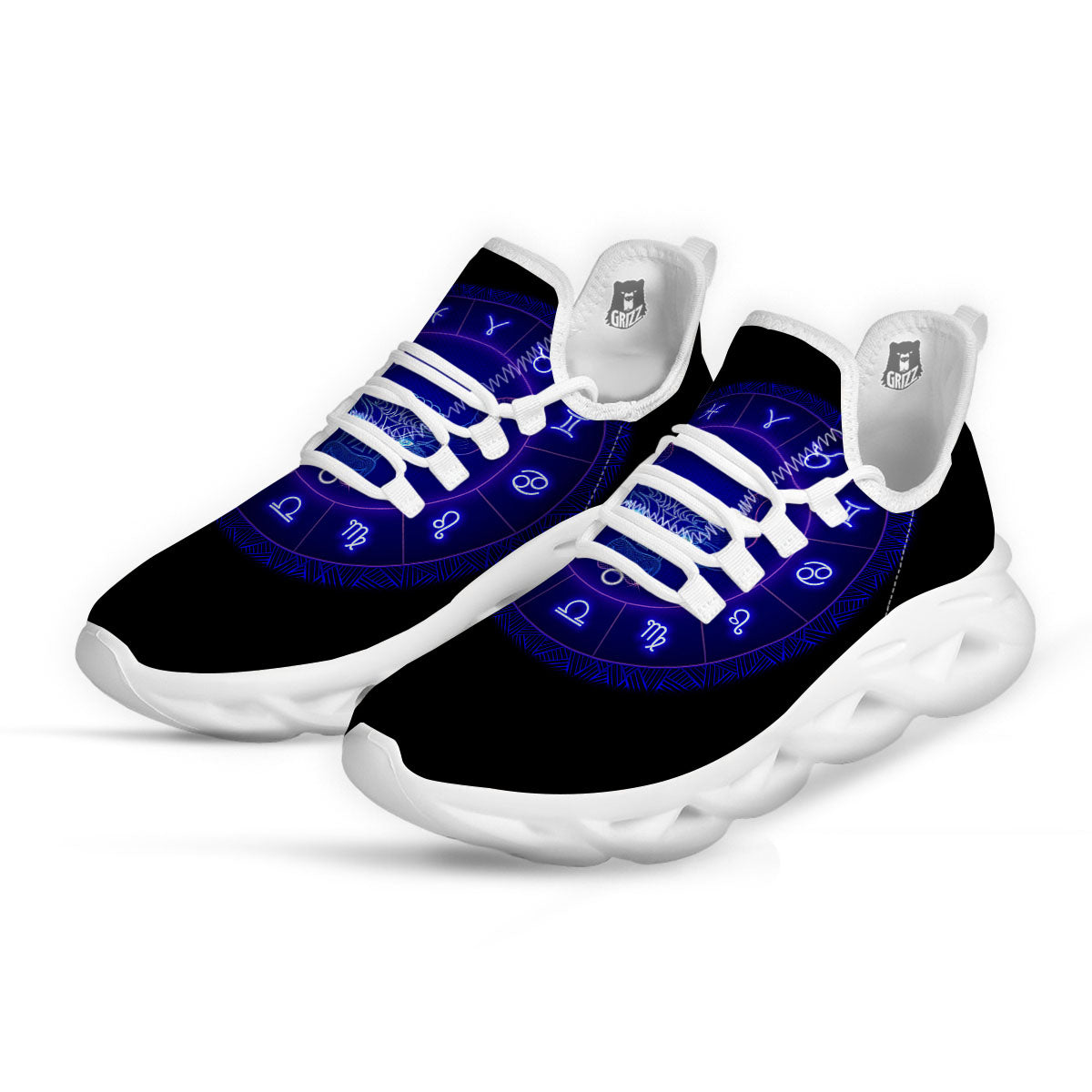 Zodiac Sign Dark Taurus Print White Running Shoes-grizzshop