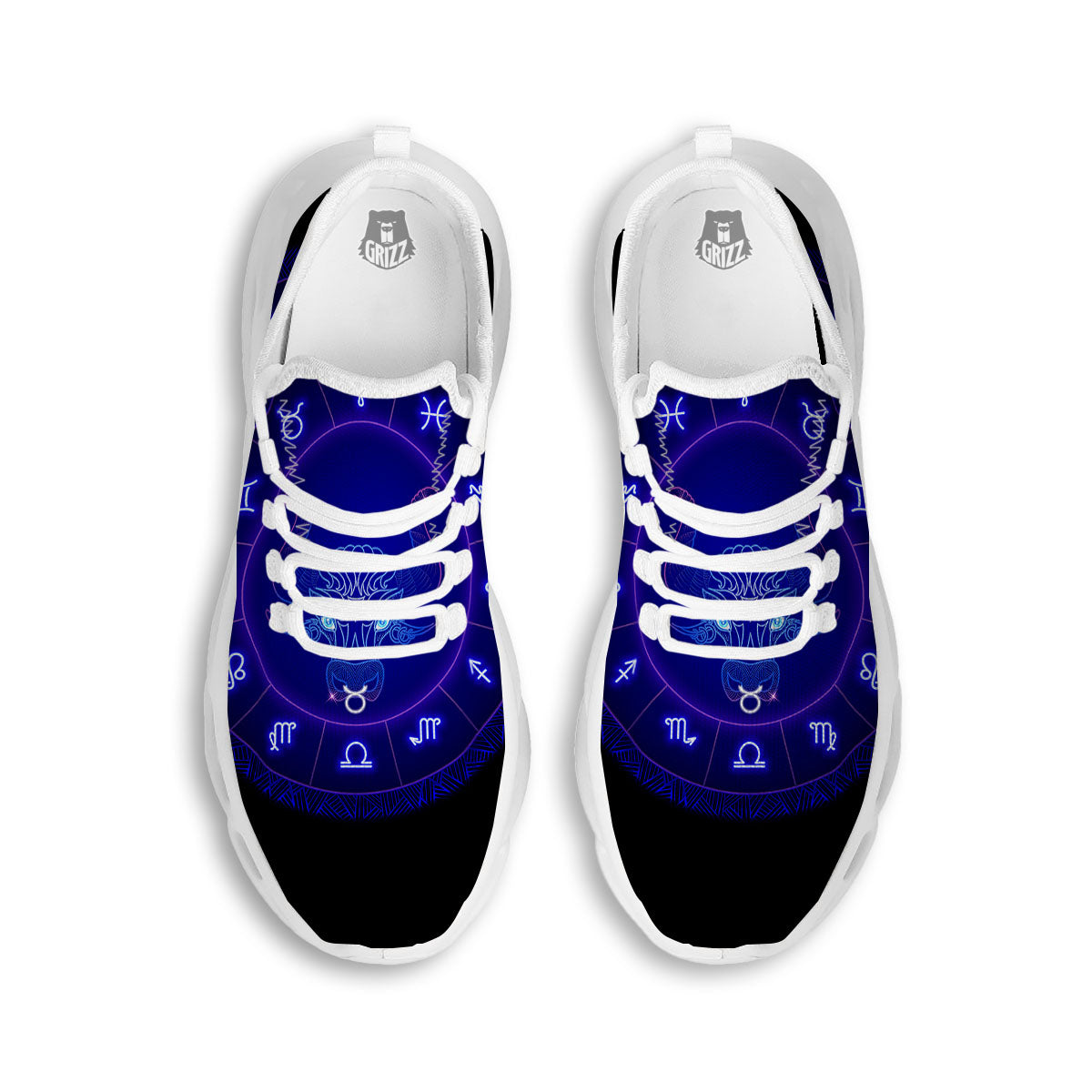 Zodiac Sign Dark Taurus Print White Running Shoes-grizzshop