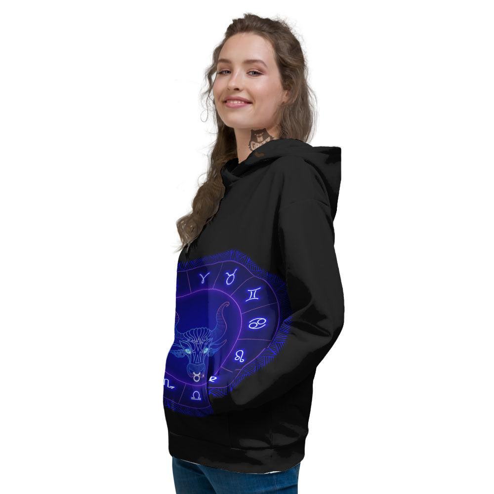Zodiac Sign Dark Taurus Print Women's Hoodie-grizzshop