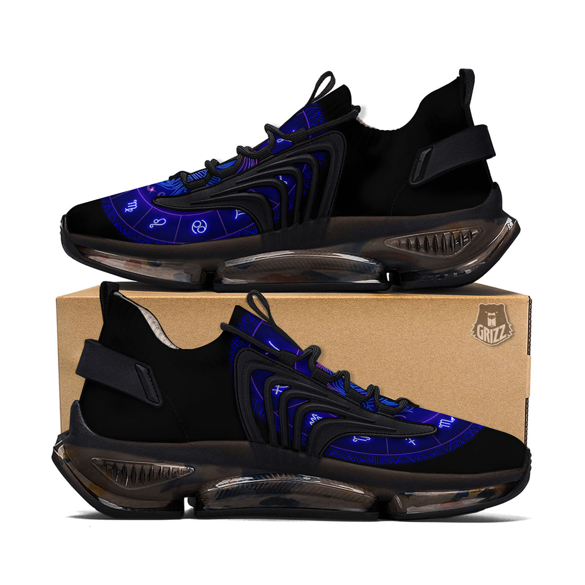 Zodiac Sign Dark Virgo Print Black Gym Shoes-grizzshop