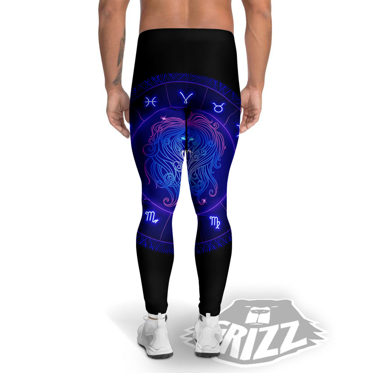 Zodiac Sign Dark Virgo Print Men's Leggings-grizzshop