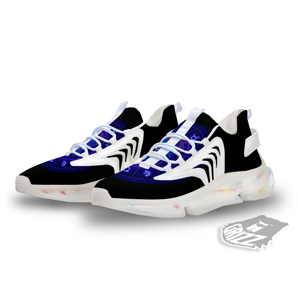 Zodiac Sign Dark Virgo Print White Gym Shoes-grizzshop