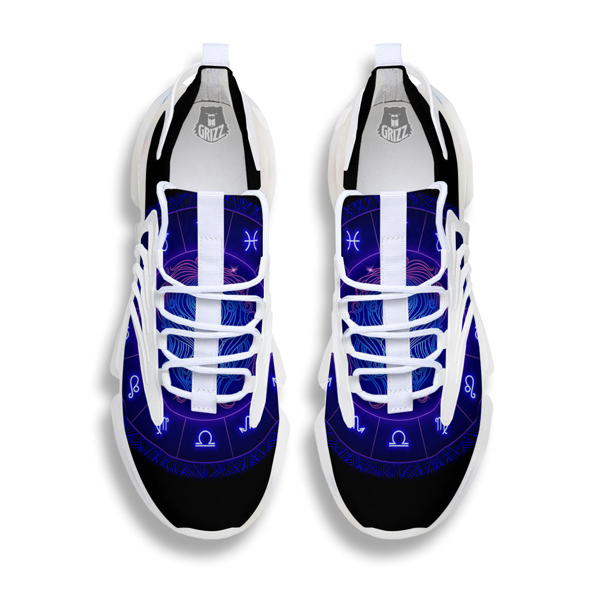 Zodiac Sign Dark Virgo Print White Gym Shoes-grizzshop