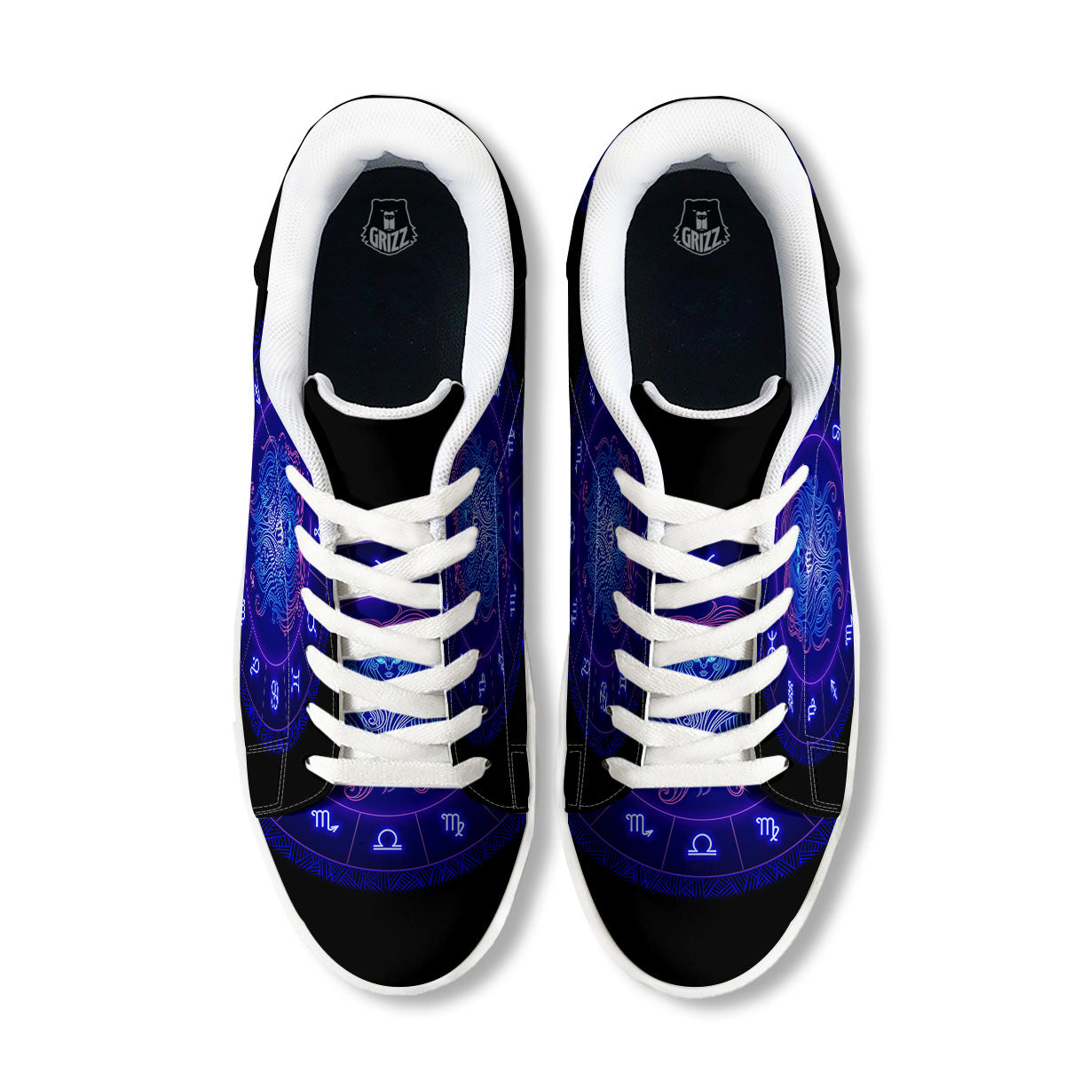 Zodiac Sign Dark Virgo Print White Low Top Sneakers-grizzshop