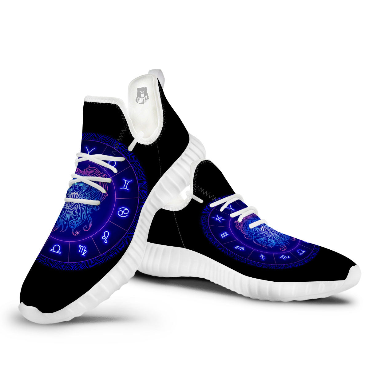 Zodiac Sign Dark Virgo Print White Walking Shoes-grizzshop