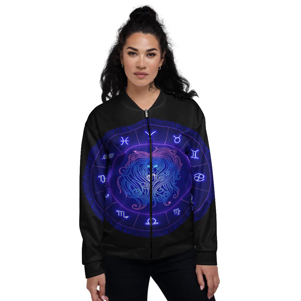 Zodiac Sign Dark Virgo Print Women's Bomber Jacket-grizzshop