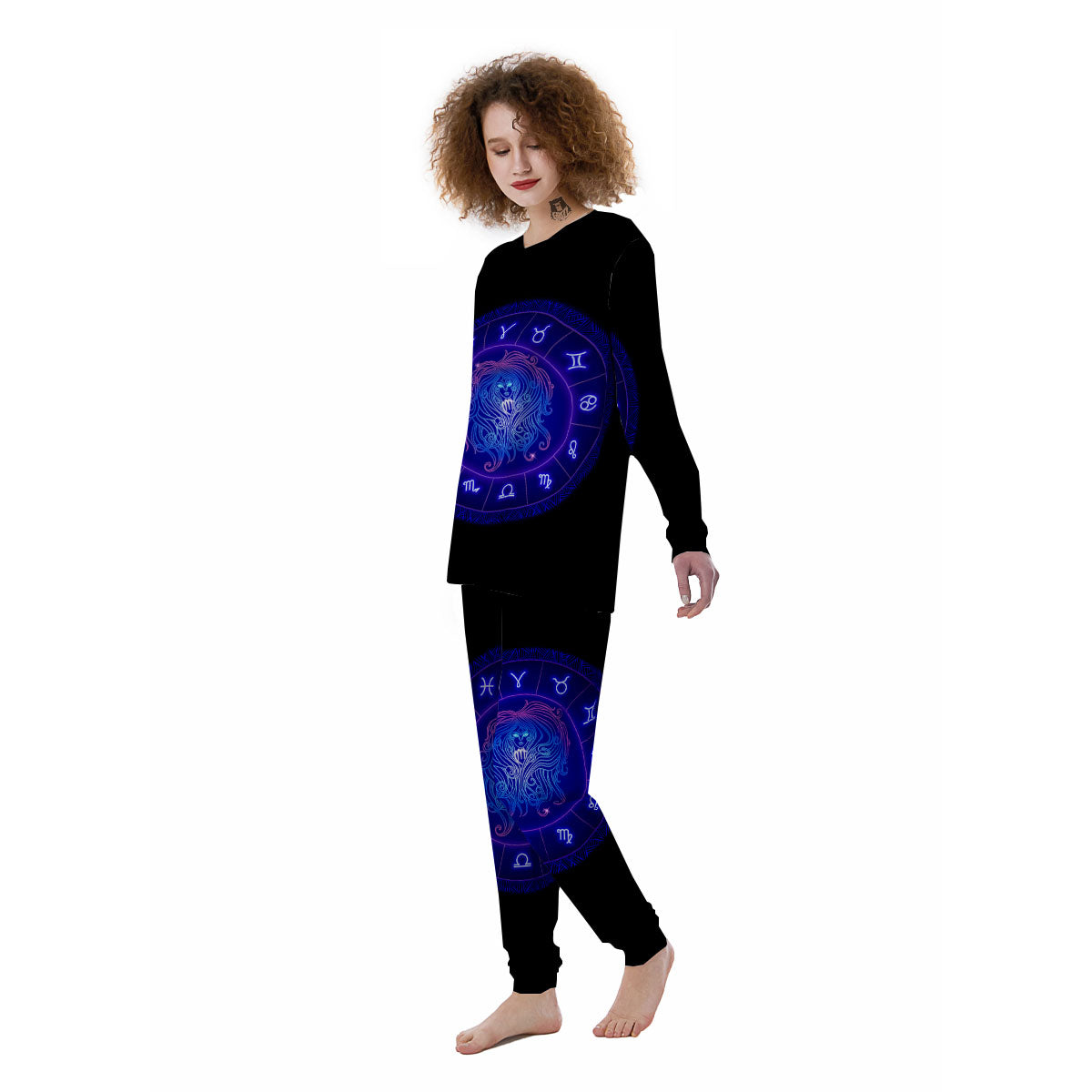 Zodiac Sign Dark Virgo Print Women's Pajamas-grizzshop