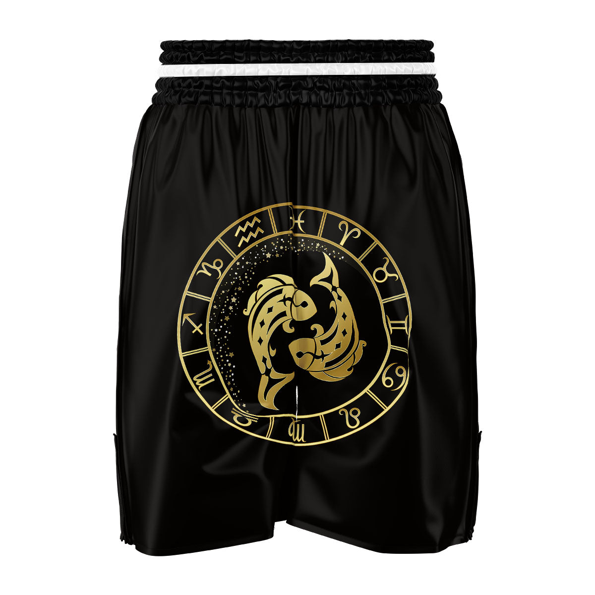 Zodiac Sign Golden Pisces Print Boxing Shorts-grizzshop