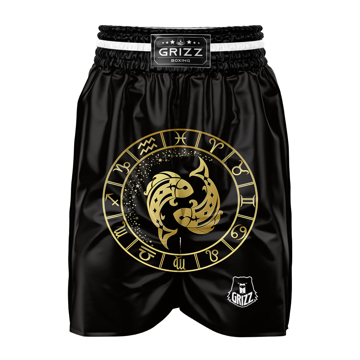 Zodiac Sign Golden Pisces Print Boxing Shorts-grizzshop