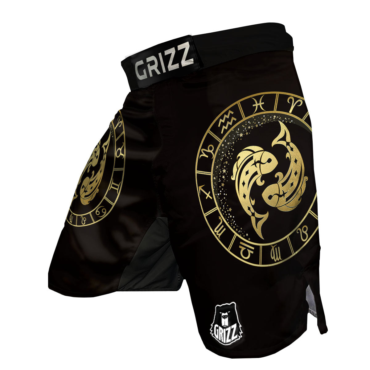 Zodiac Sign Golden Pisces Print MMA Shorts-grizzshop