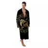 Zodiac Sign Golden Pisces Print Men's Robe-grizzshop