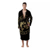 Zodiac Sign Golden Pisces Print Men's Robe-grizzshop