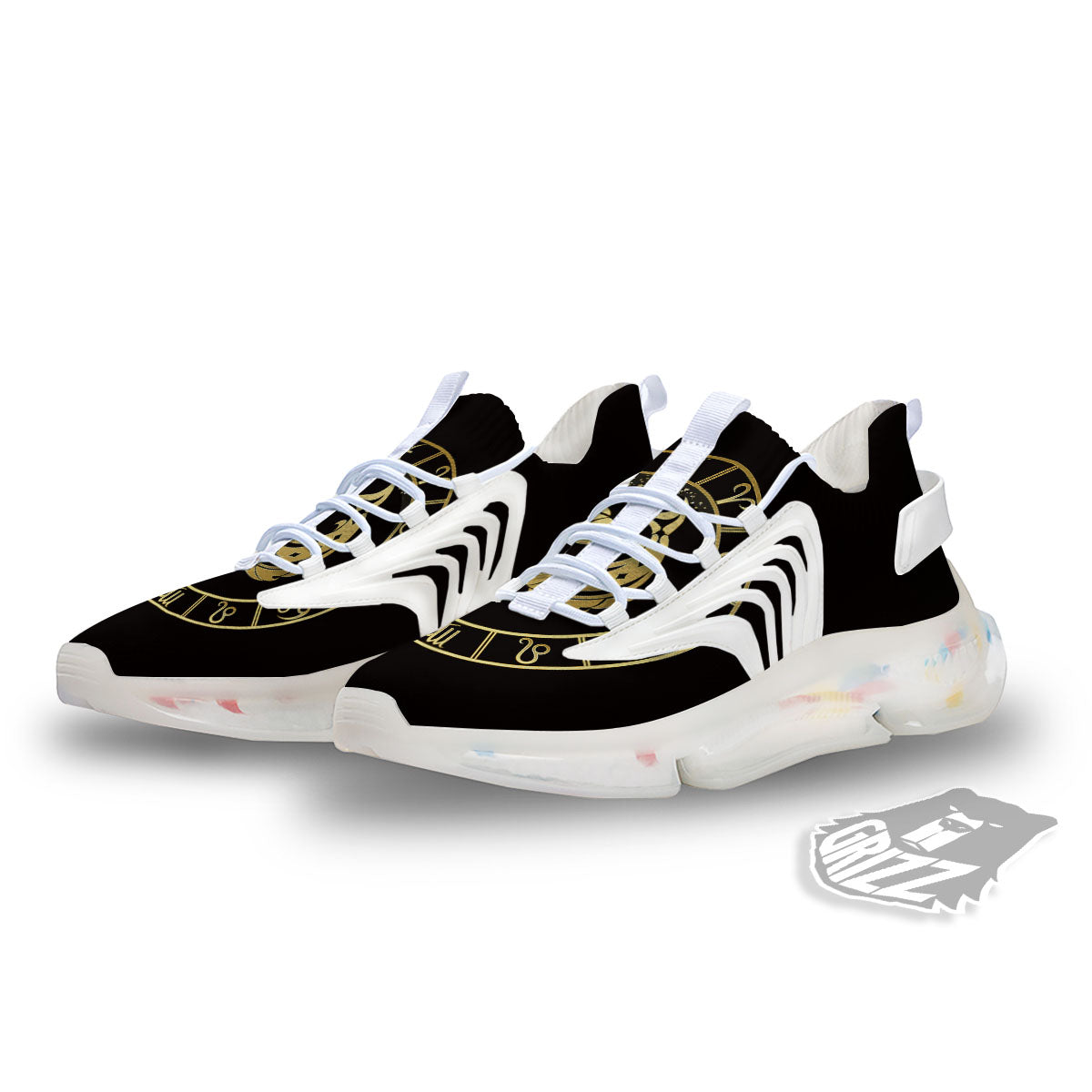 Zodiac Sign Golden Pisces Print White Gym Shoes-grizzshop