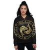 Zodiac Sign Golden Pisces Print Women's Bomber Jacket-grizzshop