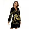 Zodiac Sign Golden Pisces Print Women's Robe-grizzshop