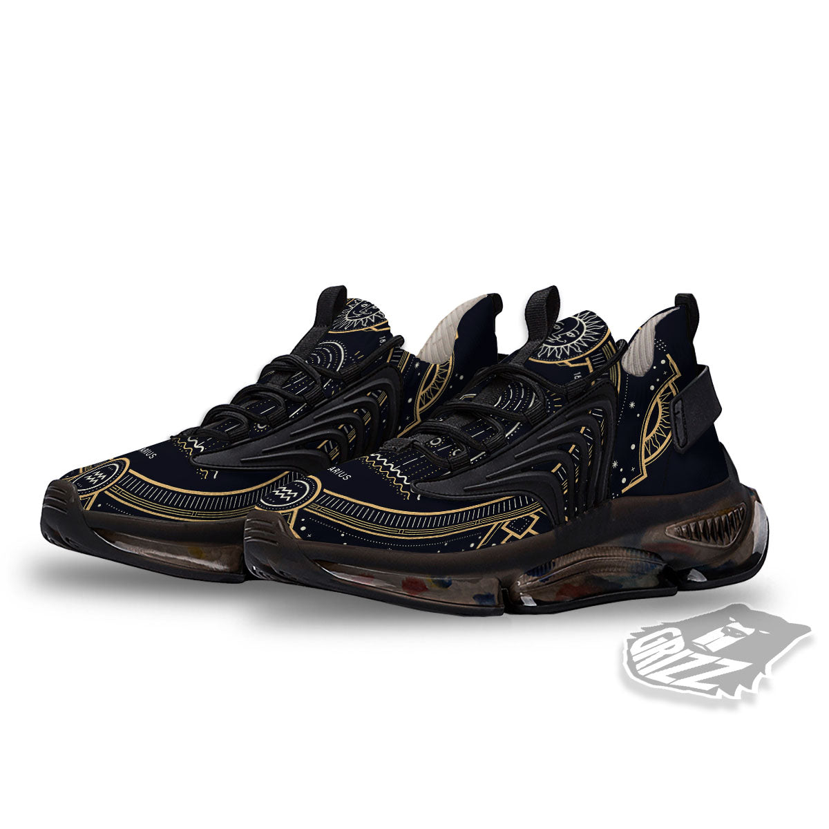 Zodiac Sign Vintage Aquarius Print Black Gym Shoes-grizzshop