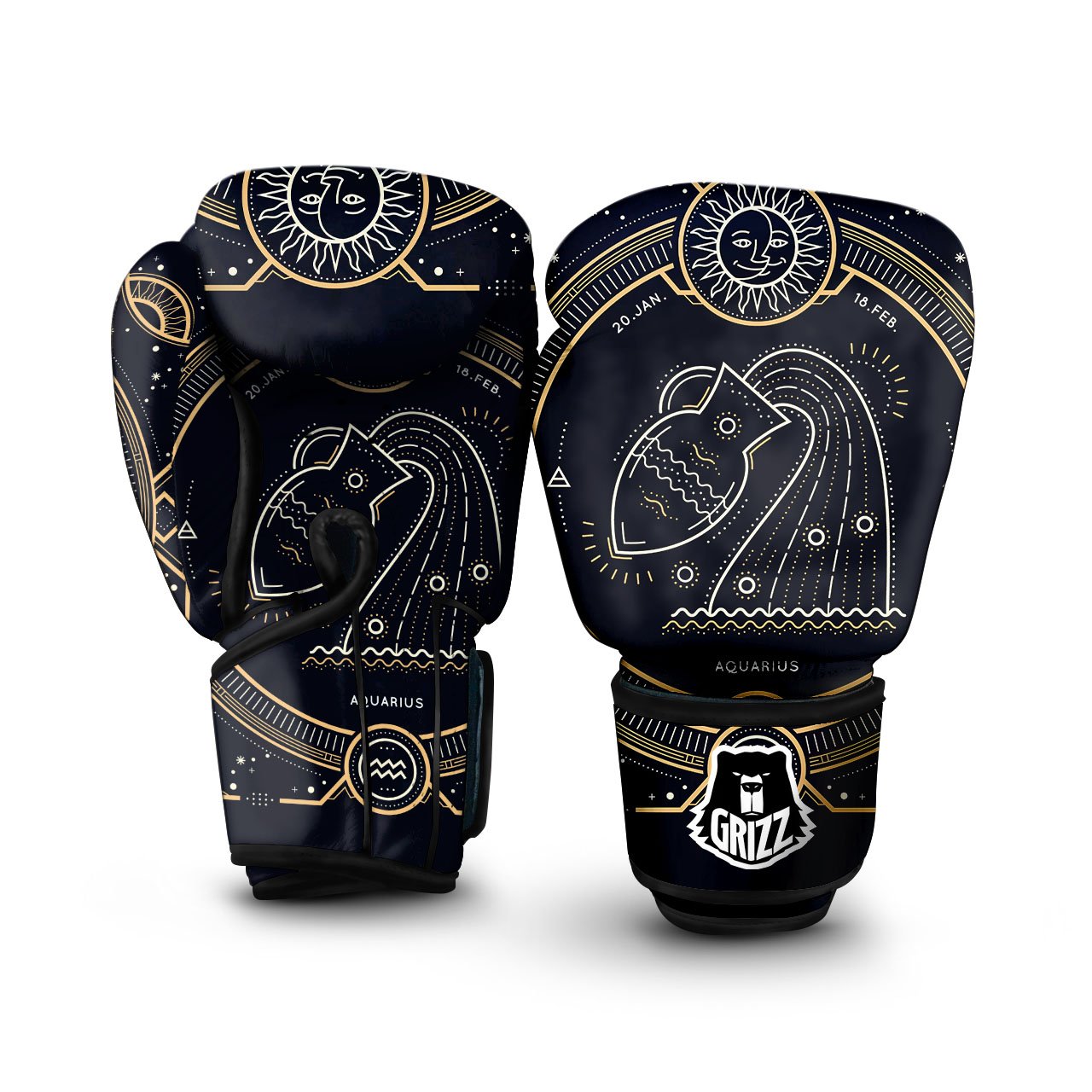 Zodiac Sign Vintage Aquarius Print Boxing Gloves-grizzshop