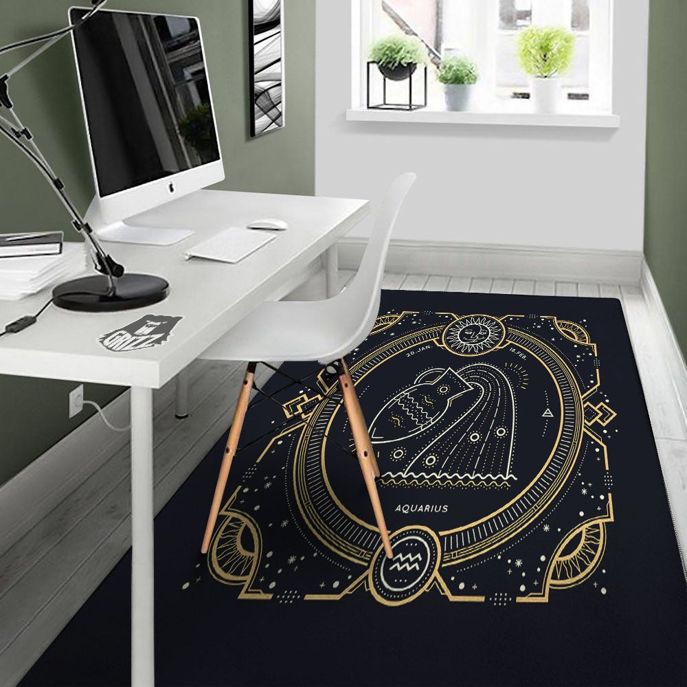 Zodiac Sign Vintage Aquarius Print Floor Mat-grizzshop