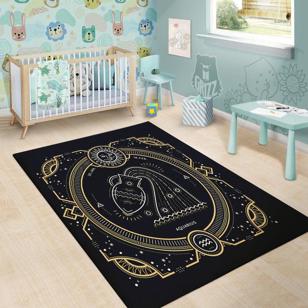 Zodiac Sign Vintage Aquarius Print Floor Mat-grizzshop