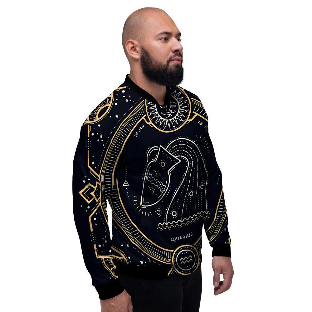 Zodiac Sign Vintage Aquarius Print Men's Bomber Jacket-grizzshop