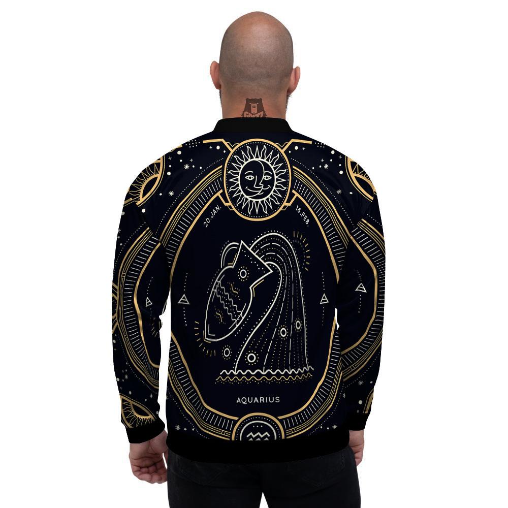 Zodiac Sign Vintage Aquarius Print Men's Bomber Jacket-grizzshop