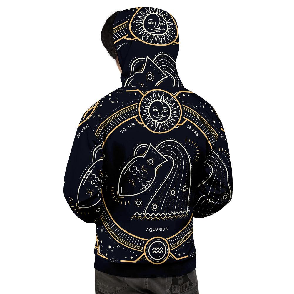 Zodiac Sign Vintage Aquarius Print Men's Hoodie-grizzshop