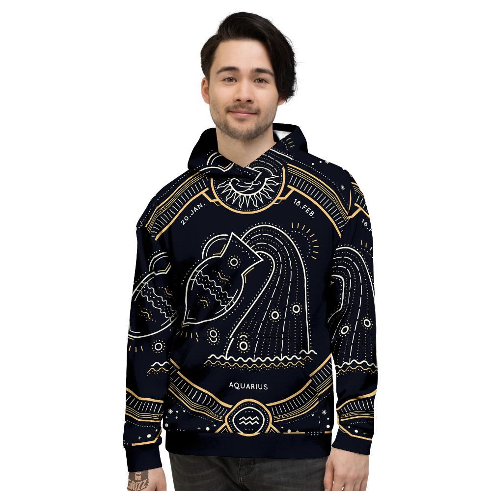 Zodiac Sign Vintage Aquarius Print Men's Hoodie-grizzshop