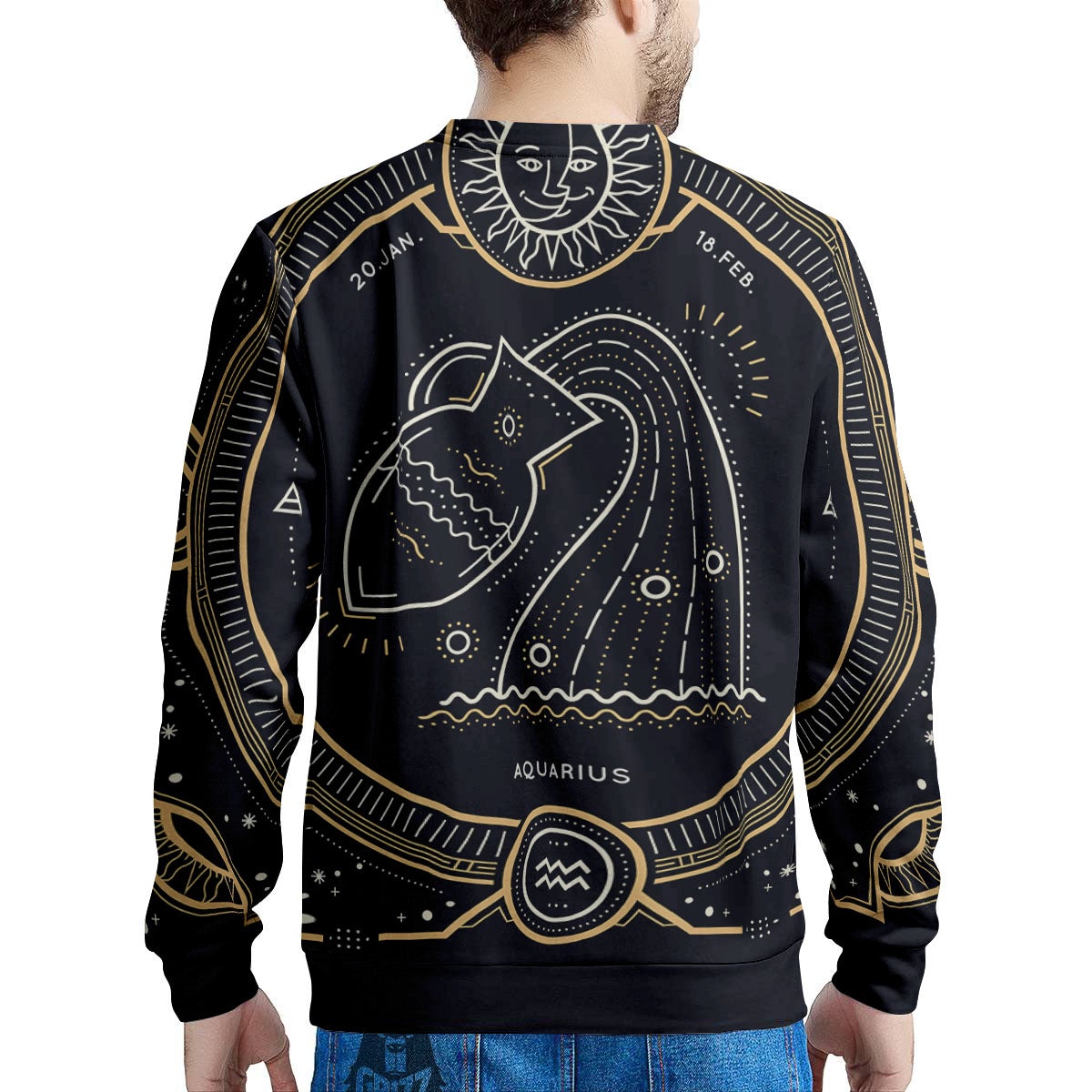 Zodiac Sign Vintage Aquarius Print Men's Sweatshirt-grizzshop