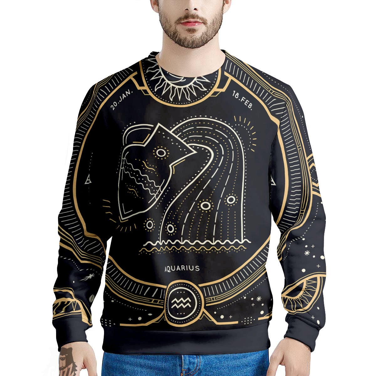 Zodiac Sign Vintage Aquarius Print Men's Sweatshirt-grizzshop