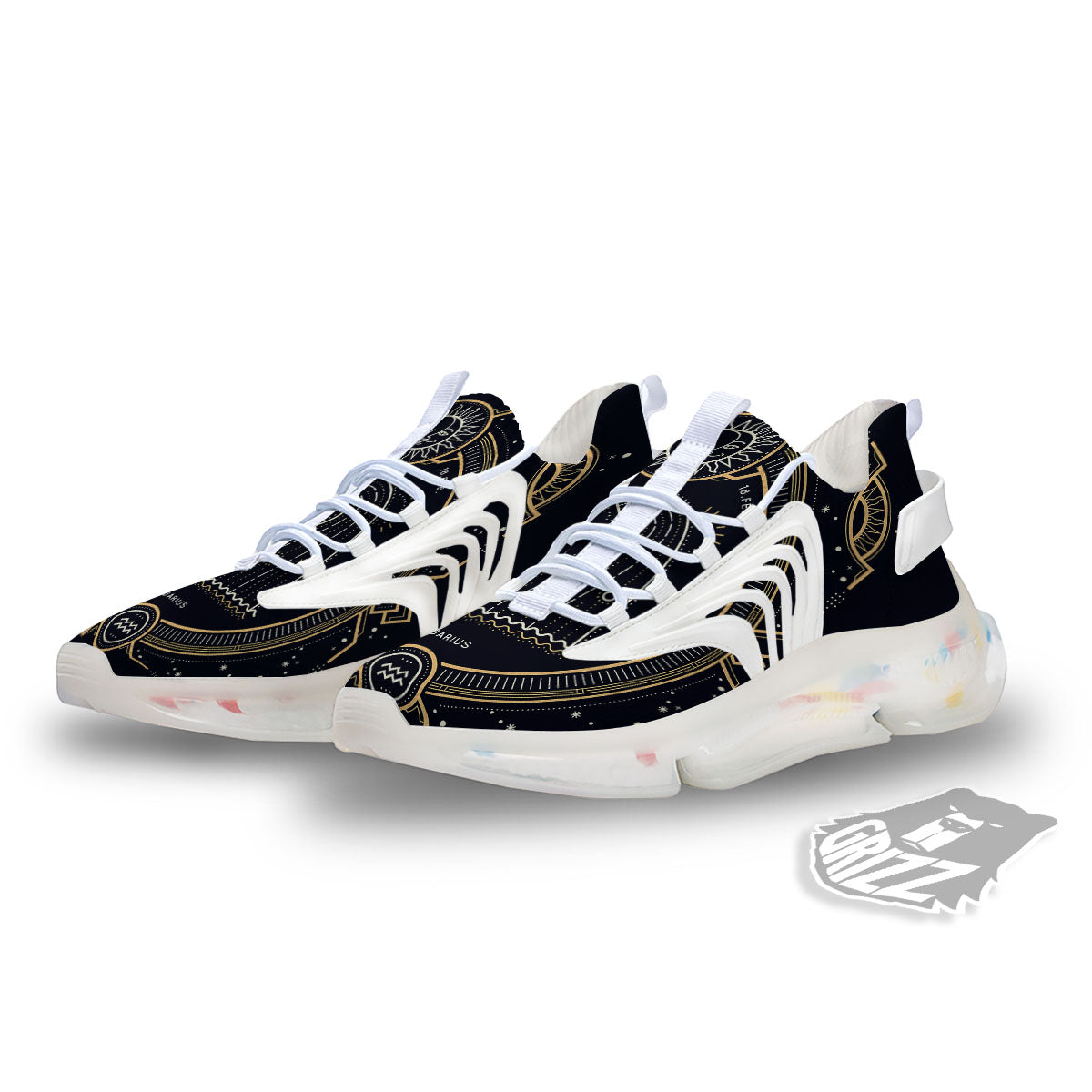 Zodiac Sign Vintage Aquarius Print White Gym Shoes-grizzshop