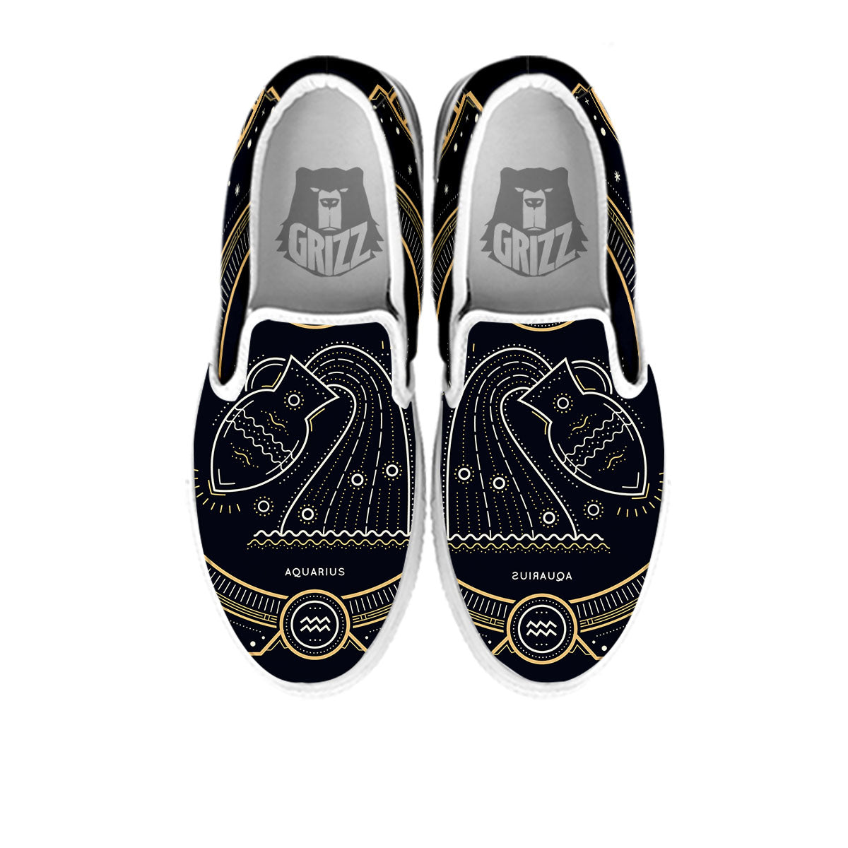 Zodiac Sign Vintage Aquarius Print White Slip On Shoes-grizzshop