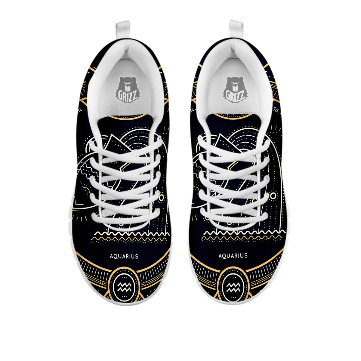 Zodiac Sign Vintage Aquarius Print White Sneaker-grizzshop