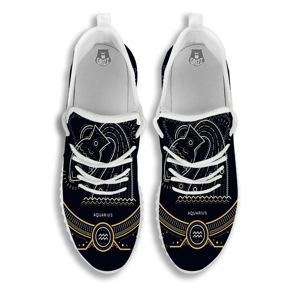 Zodiac Sign Vintage Aquarius Print White Walking Shoes-grizzshop