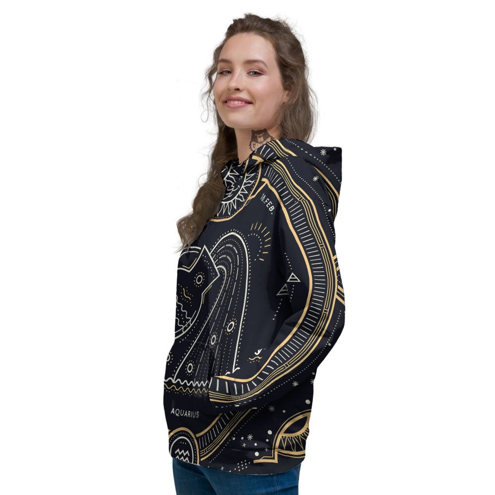 Zodiac Sign Vintage Aquarius Print Women's Hoodie-grizzshop