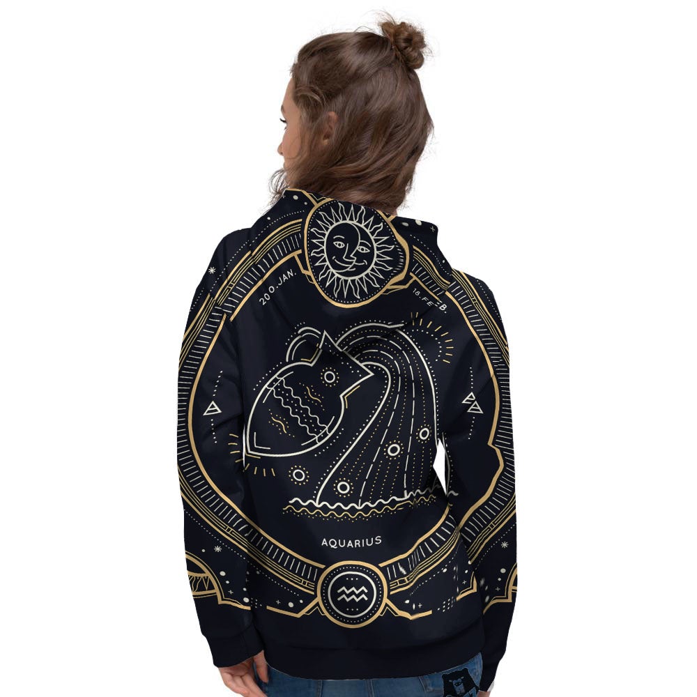 Zodiac Sign Vintage Aquarius Print Women's Hoodie-grizzshop