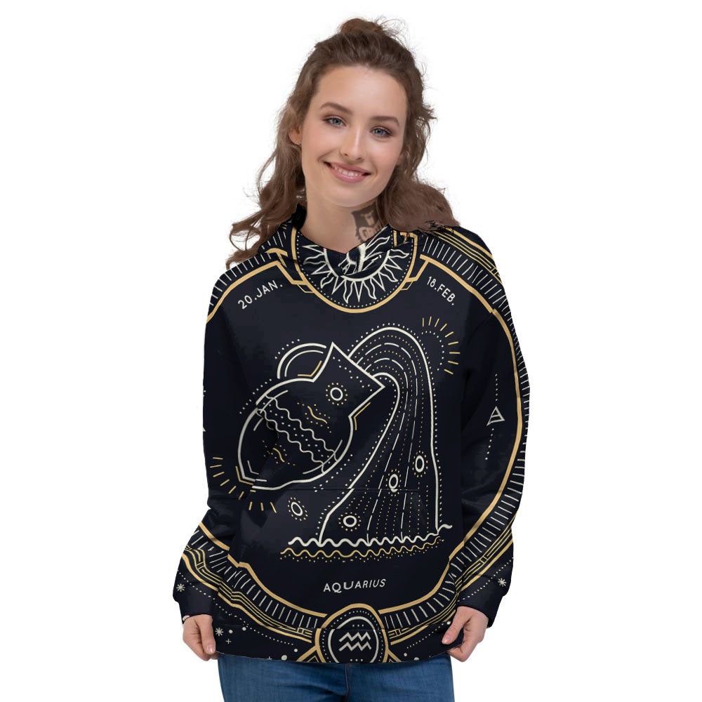 Zodiac Sign Vintage Aquarius Print Women's Hoodie-grizzshop