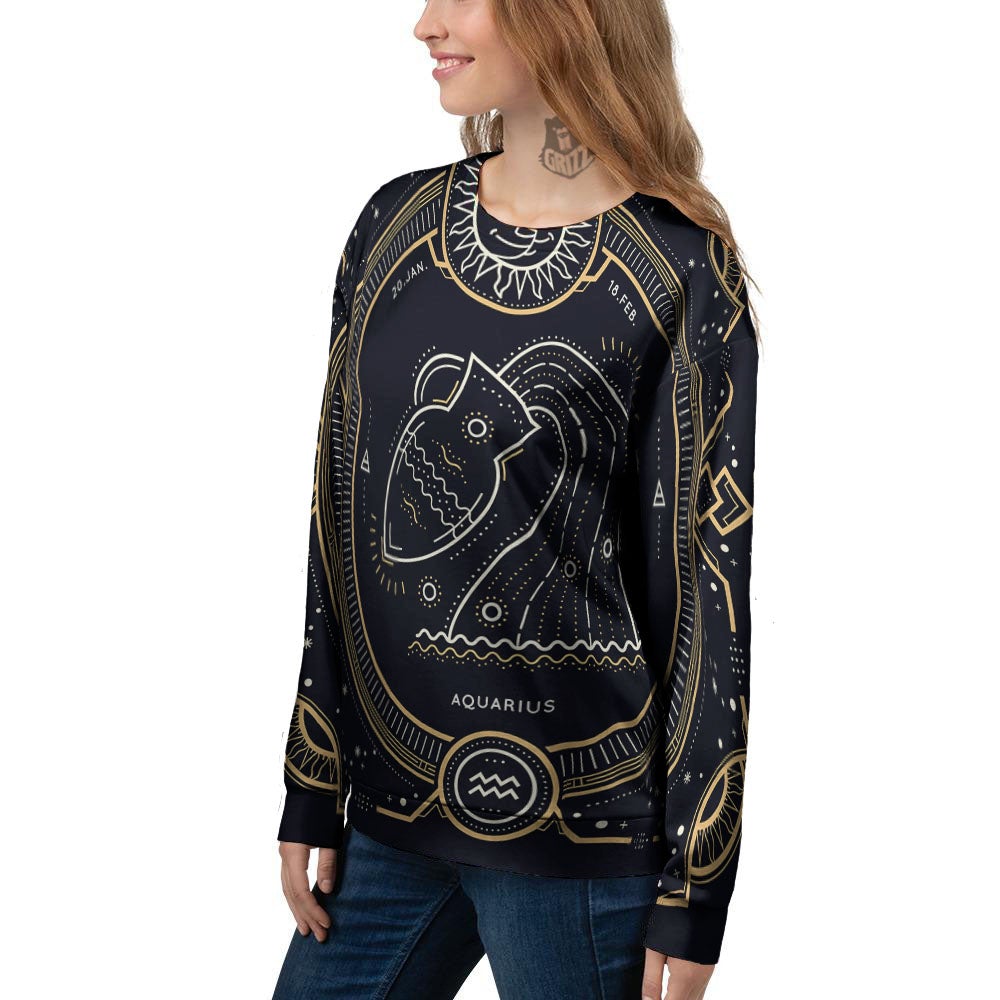 Zodiac Sign Vintage Aquarius Print Women's Sweatshirt-grizzshop