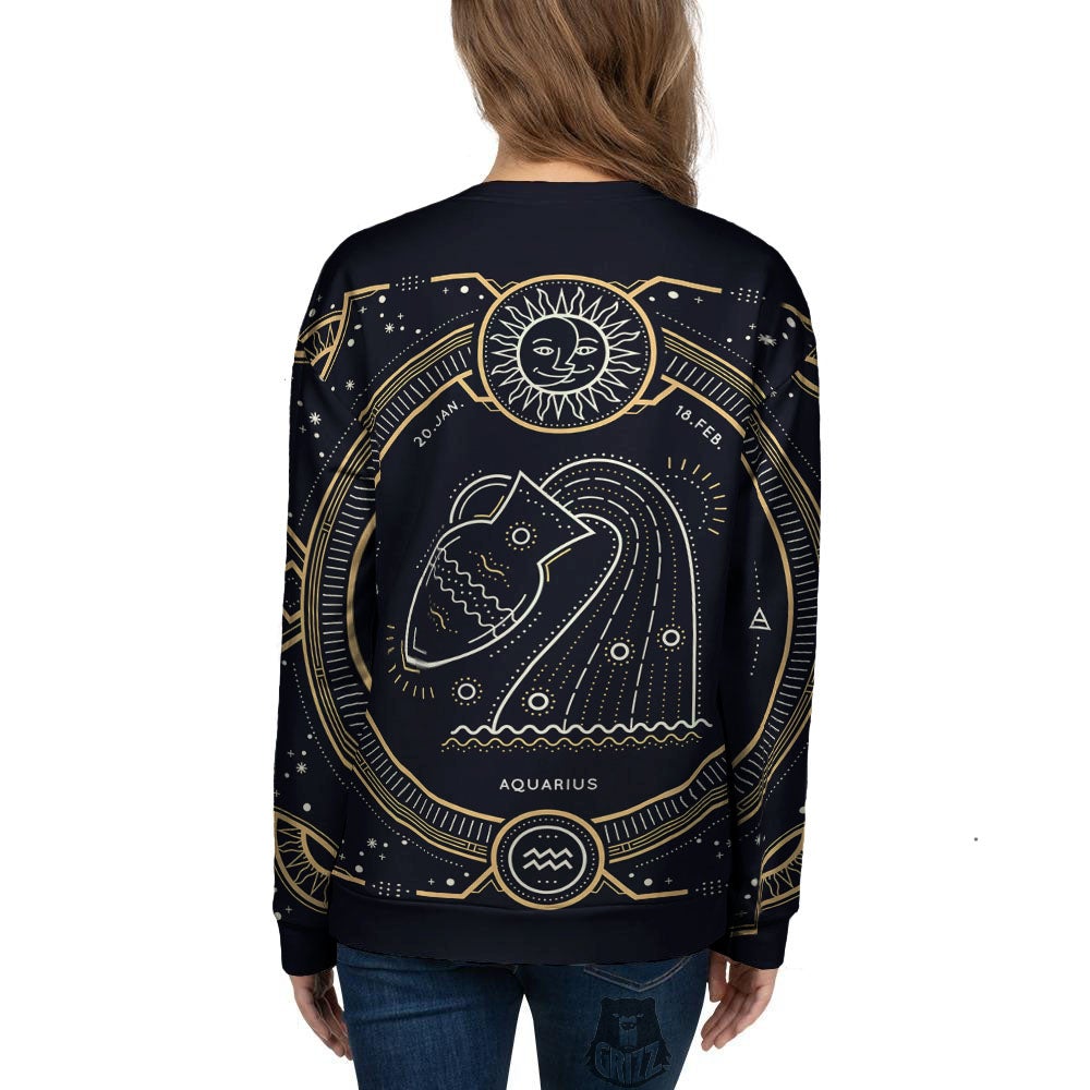 Zodiac Sign Vintage Aquarius Print Women's Sweatshirt-grizzshop