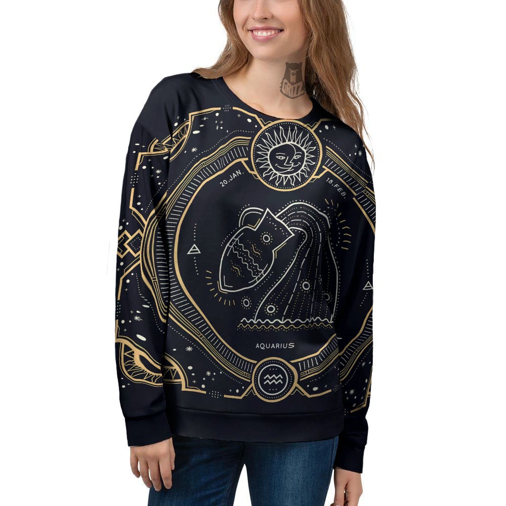 Zodiac Sign Vintage Aquarius Print Women's Sweatshirt-grizzshop