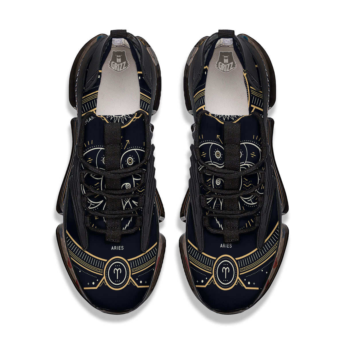 Zodiac Sign Vintage Aries Print Black Gym Shoes-grizzshop