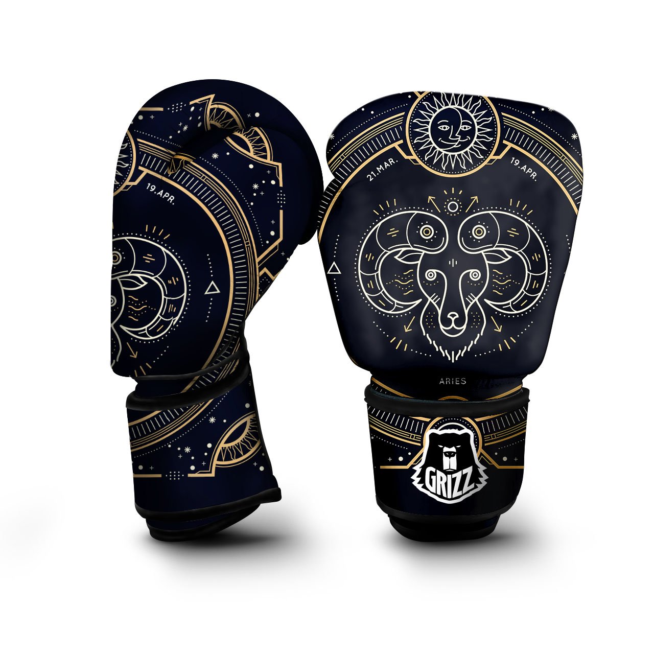 Zodiac Sign Vintage Aries Print Boxing Gloves-grizzshop